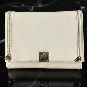 Ted Baker Ivory Clutch with Gold Zipper Accents